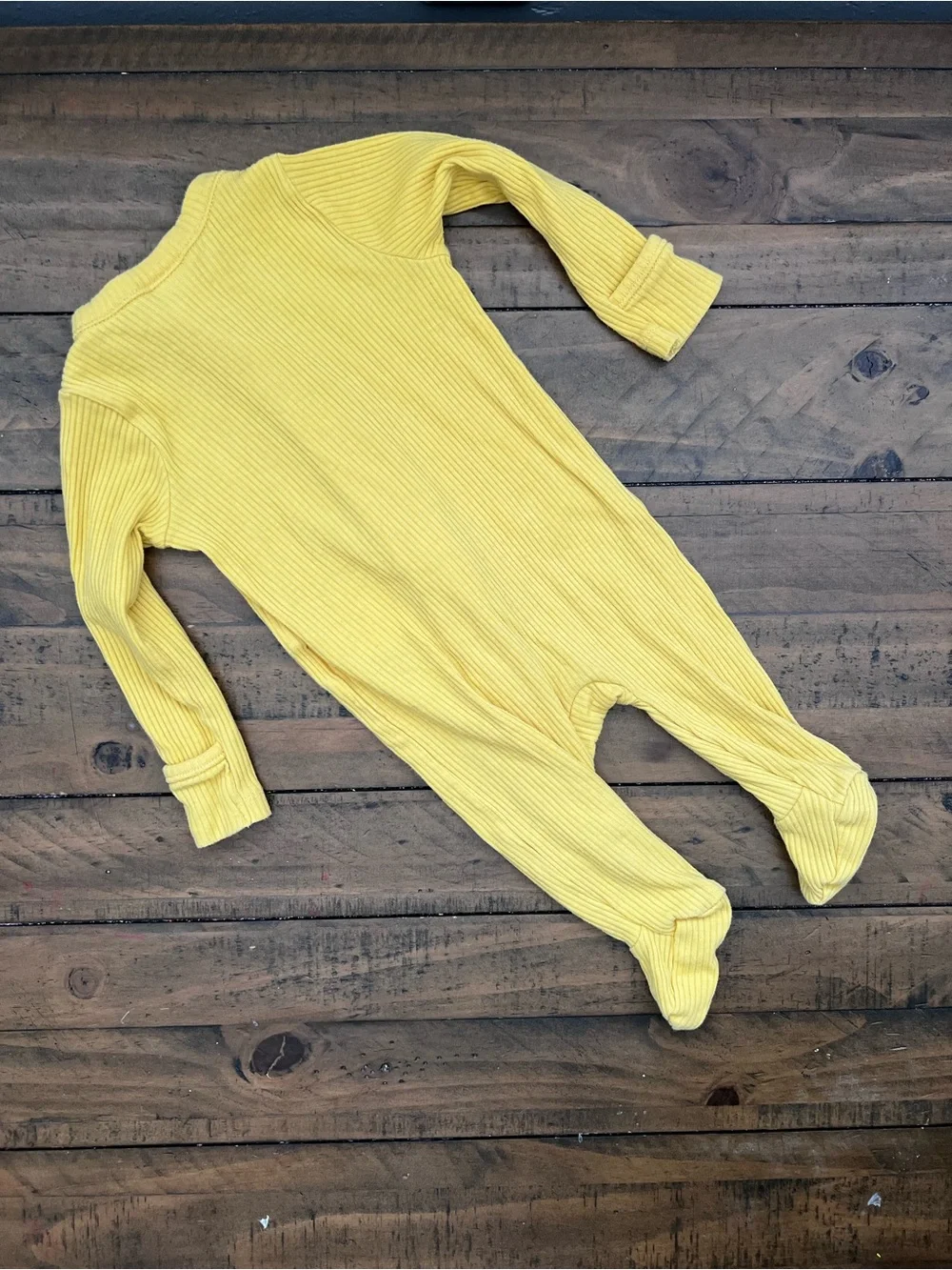 Old Navy Yellow Ribbed Footed One-Piece Zipper PJ
